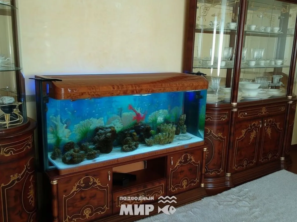 Морской аквариум 450 литров в интерьере частного дома в Симферополе